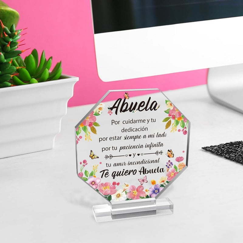 Yopyame Spanish Grandma Birthday Gifts - Regalos para Abuela Acrylic Plaque Decor Keepsake Paperweights Gifts for Grandma in Spanish Christmas Mothers Day Gifts for Grandma from Granddaughter Grandson - Image 5